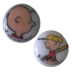VTG 60s Peanuts Charlie Brown Collectible Shank Plastic Buttons Trademarked